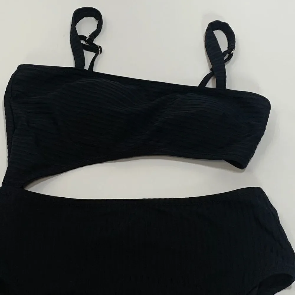 Womens Swimsuit One Piece Cut Out Bikini Black Medium